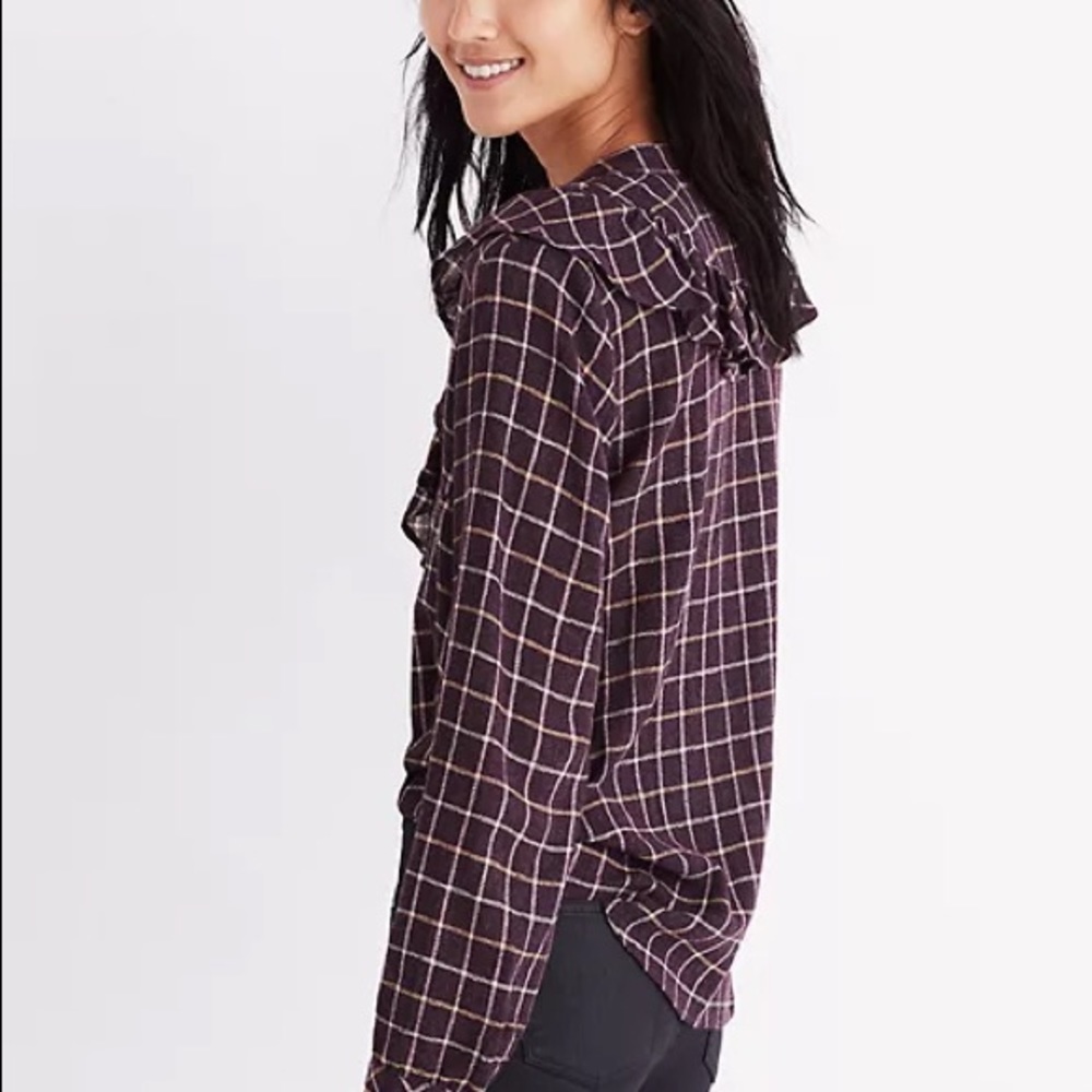 Madewell Plaid Ruffle-Front Top - Picture 2 of 12